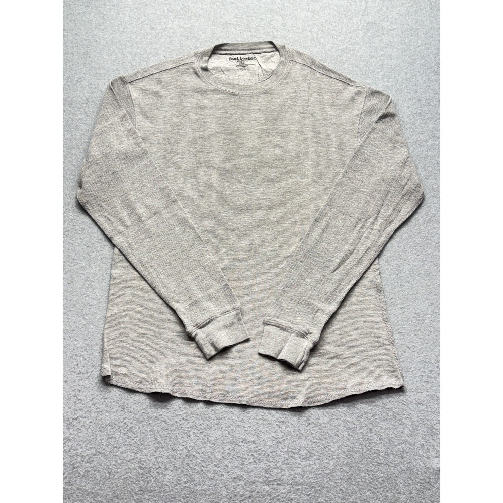 Foot Locker Mens 2XL Heather Gray Waffle Knit Thermal Long Sleeve Athletic Fit